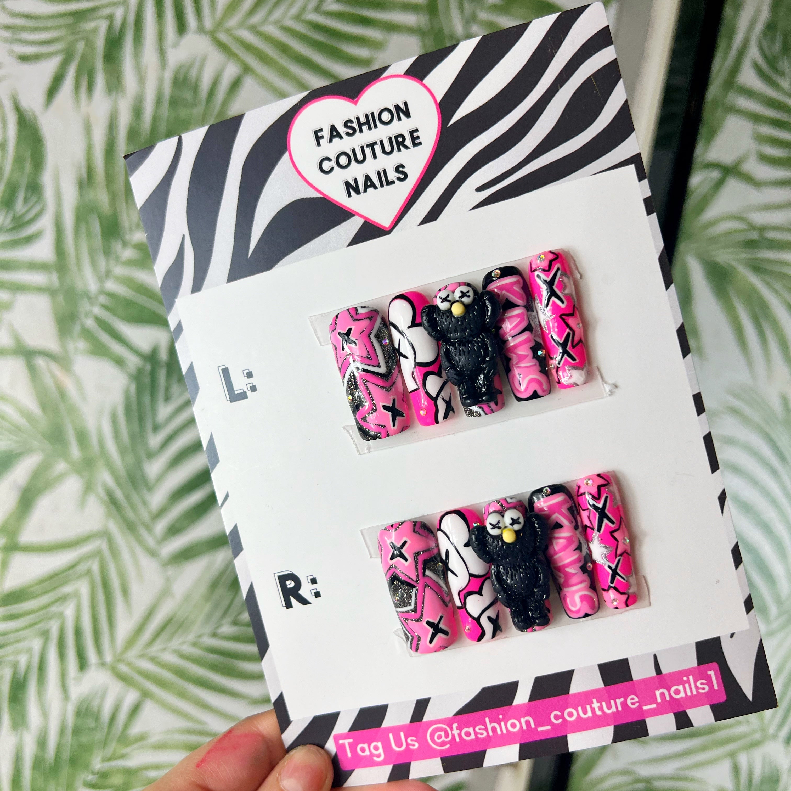 Pink Kaws charms Acrylic Press on nails – FASHION COUTURE