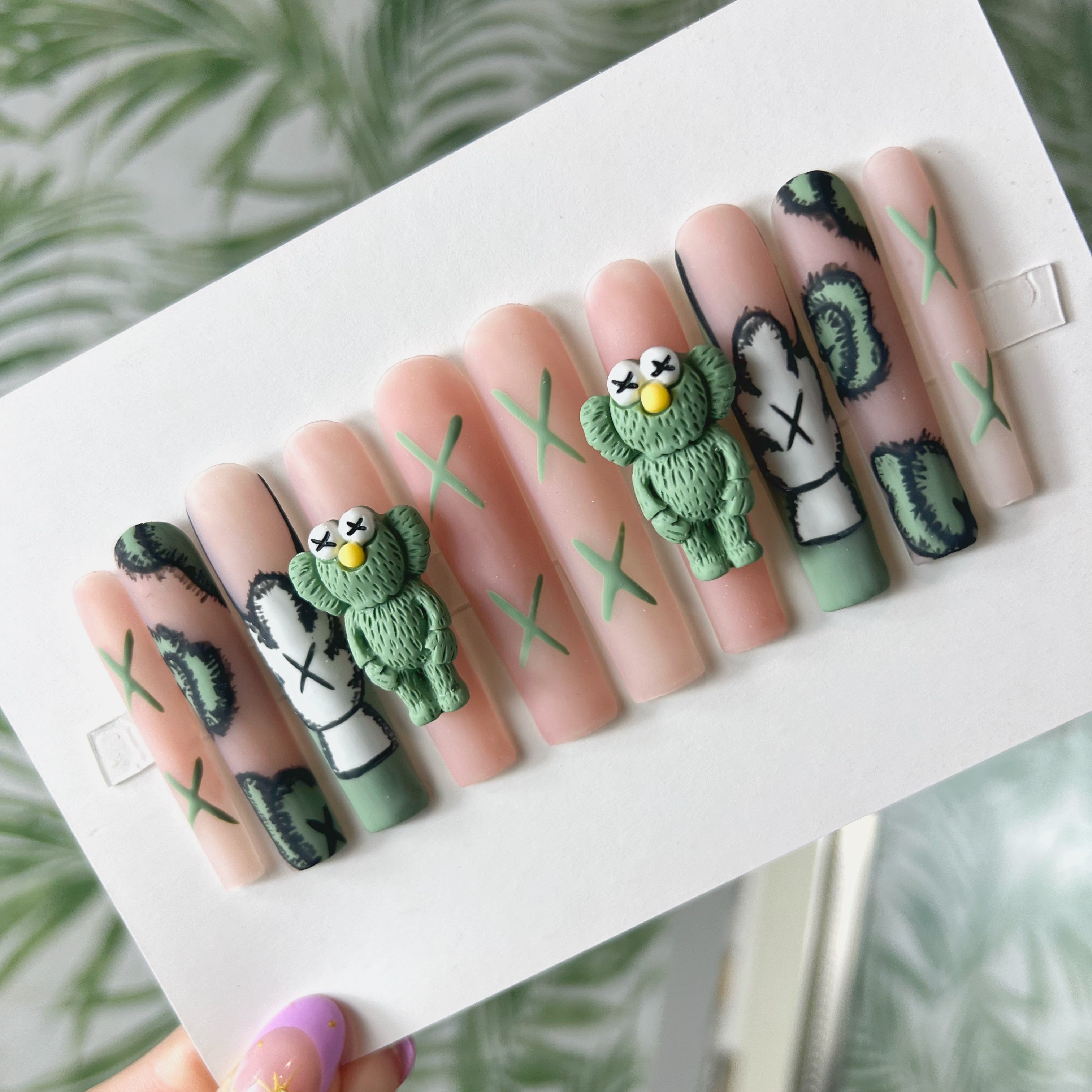 Pink Kaws charms Acrylic Press on nails – FASHION COUTURE