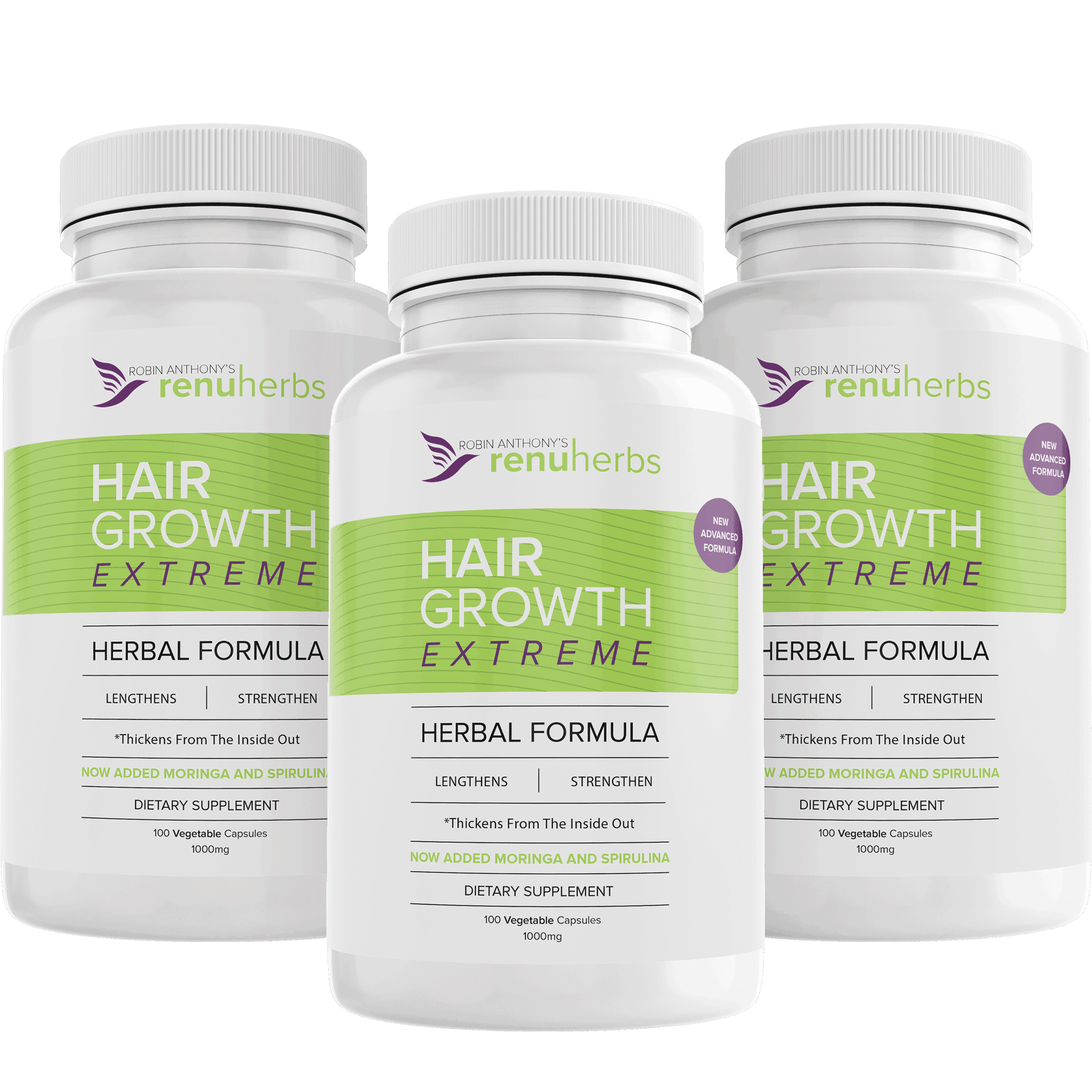 Hair Growth Capsules Herbal Formula 100 Capsules Renuherbs 0475