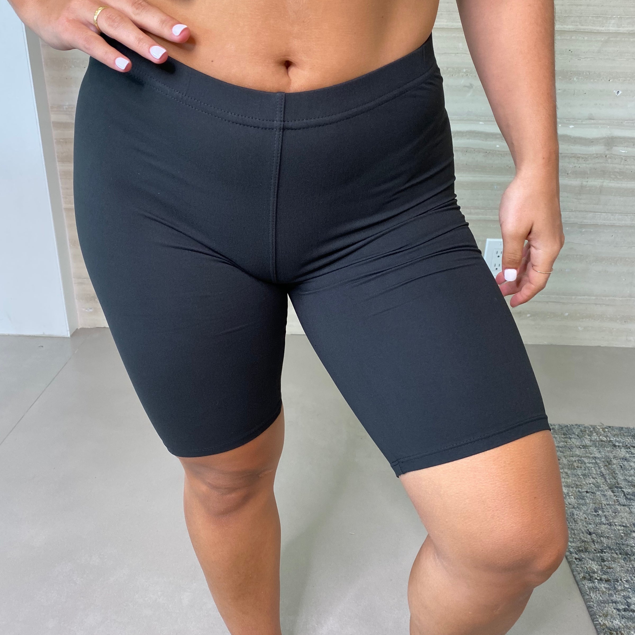 black spandex biker shorts