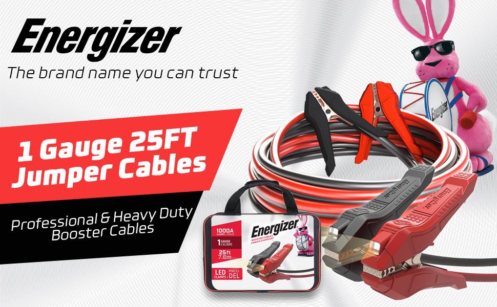  Energizer Jumper Cables for Car Battery, Heavy Duty Automotive  Booster Cables for Jump Starting Dead or Weak Batteries with Carrying Bag  Included (16-Feet (6-Gauge) : Automotive