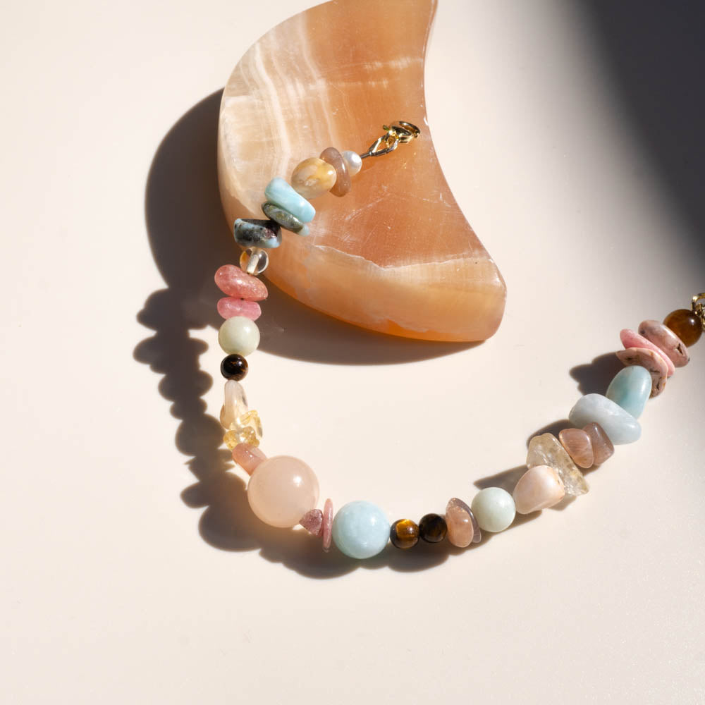 Howlite Gold Plated Crystal Quartz Stardust Bead Necklace - Found Wanderer