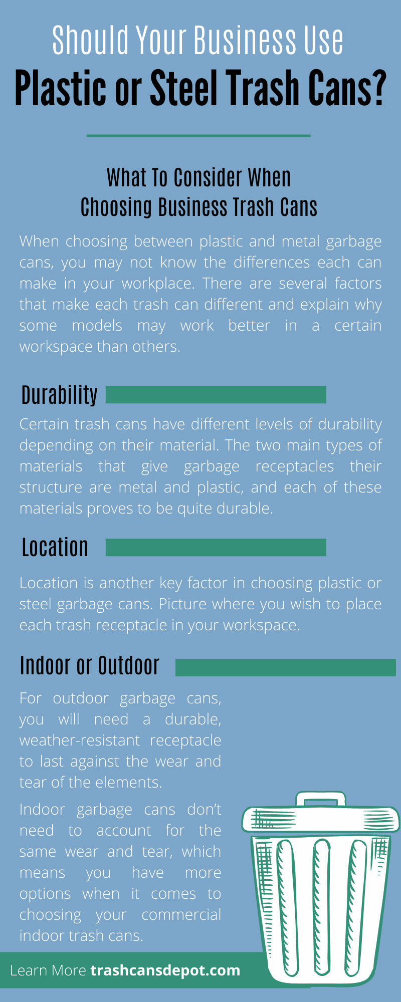 Should Your Business Use Plastic or Steel Trash Cans?