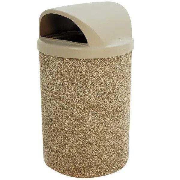 Wausau Tile 2 Way Dome Top 53 Gallon Concrete Trash Receptacle TF115