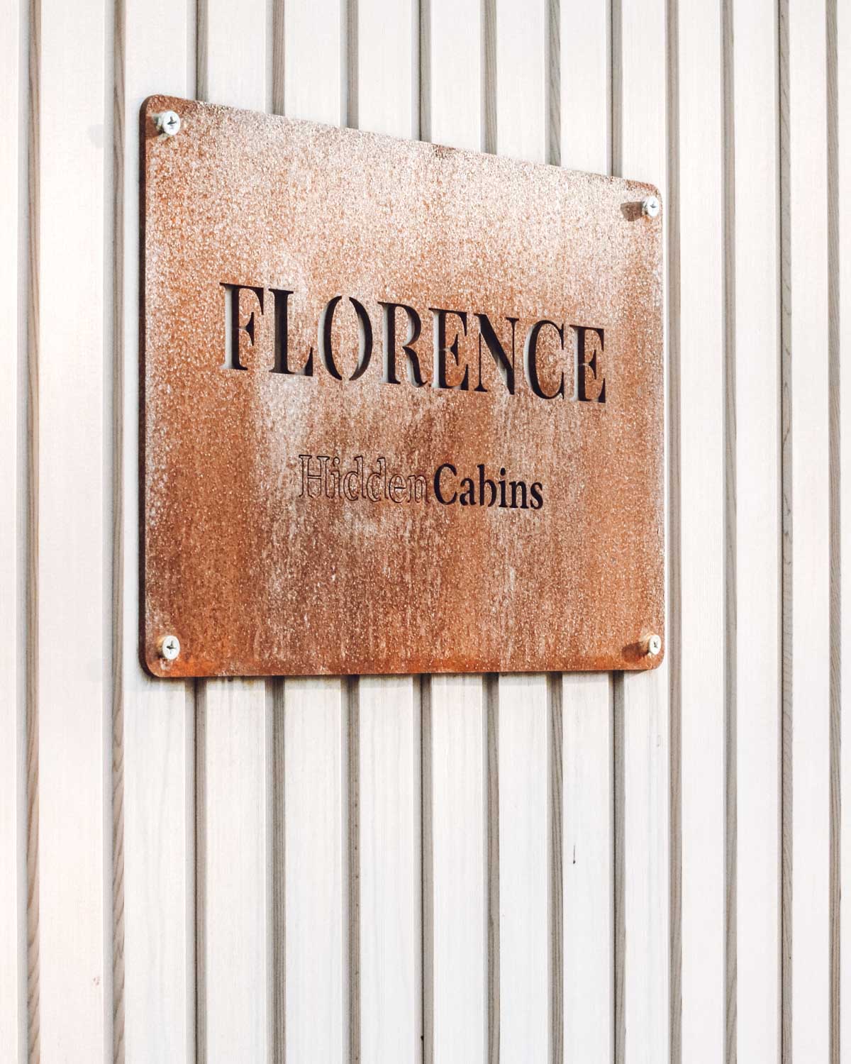 Florence, Hidden Cabin signage