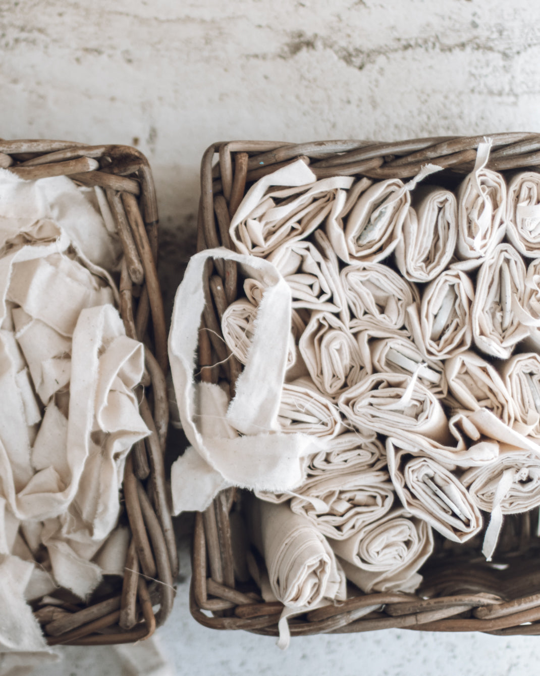 Ribbons for gift wrapping in the Winterwares pottery studio