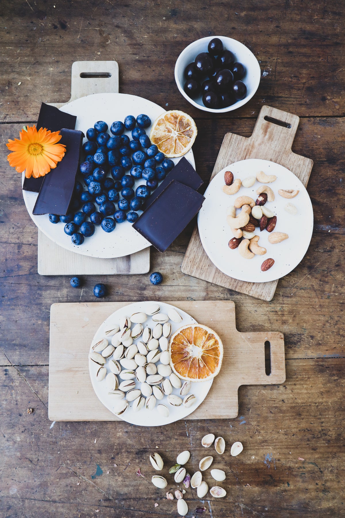 Jason Grant styles a grazing board with Winterwares ceramics and blueberries