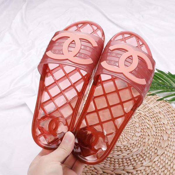 chanel pink jelly slides