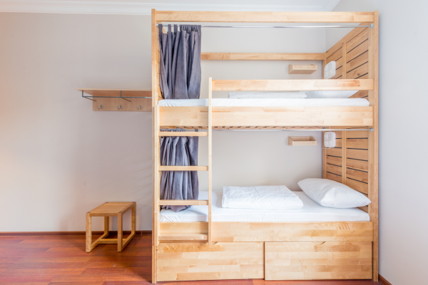 College dorm with bunk beds