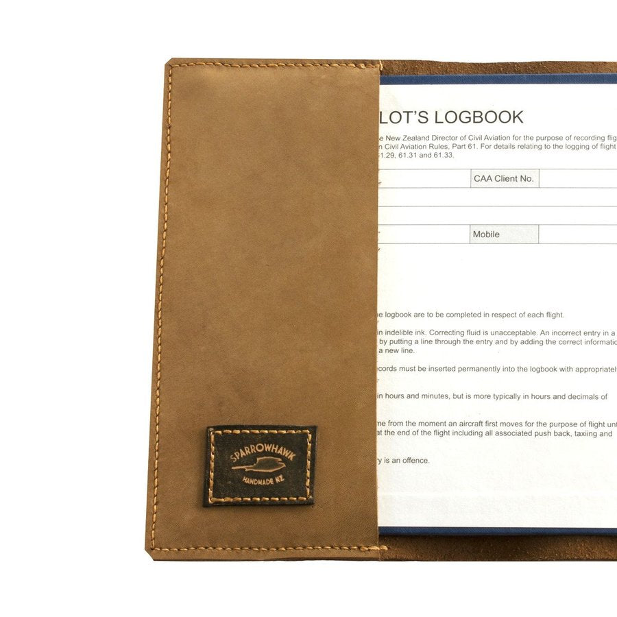 Sparrowhawk Pilot's Logbook Cover - Nubuck Leather - Laser Engraved-Sparrowhawk-Downunder Pilot Shop Australia