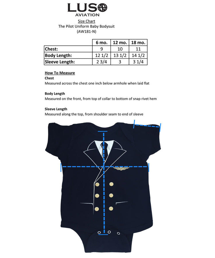 Pilot Uniform Baby Bodysuit-Luso Aviation-Downunder Pilot Shop Australia