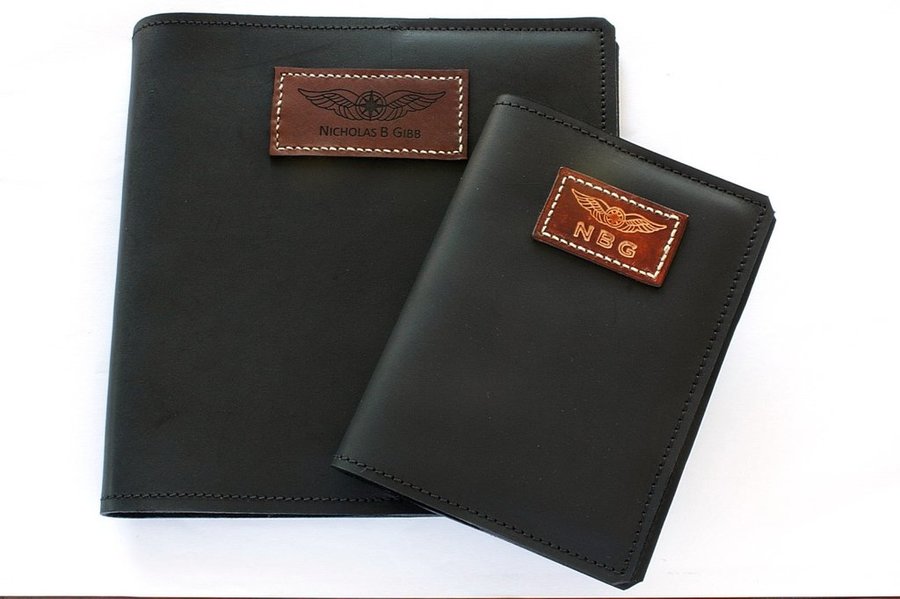 Sparrowhawk CASA (Australia) Licence Folder Cover - Black Aniline Leather - Embossed-Sparrowhawk-Downunder Pilot Shop Australia