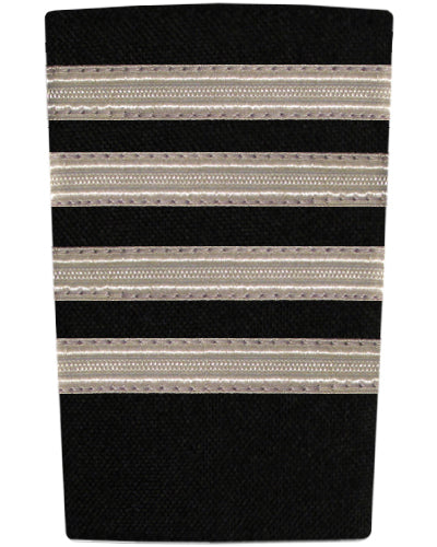 Epaulettes Four Bar Silver on Black-Downunder-Downunder Pilot Shop Australia