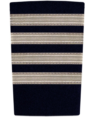 Epaulettes Four Bar Silver on Navy-Downunder-Downunder Pilot Shop Australia