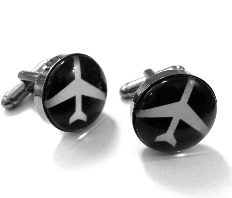 Aeroplane Silhouette Cufflinks-Signature Aviation Jewellery-Downunder Pilot Shop Australia