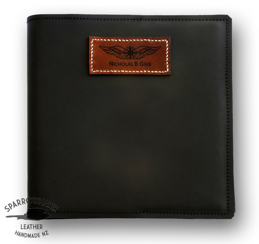 Sparrowhawk Pilot's Logbook Cover - Black Aniline Leather-Sparrowhawk-Downunder Pilot Shop Australia