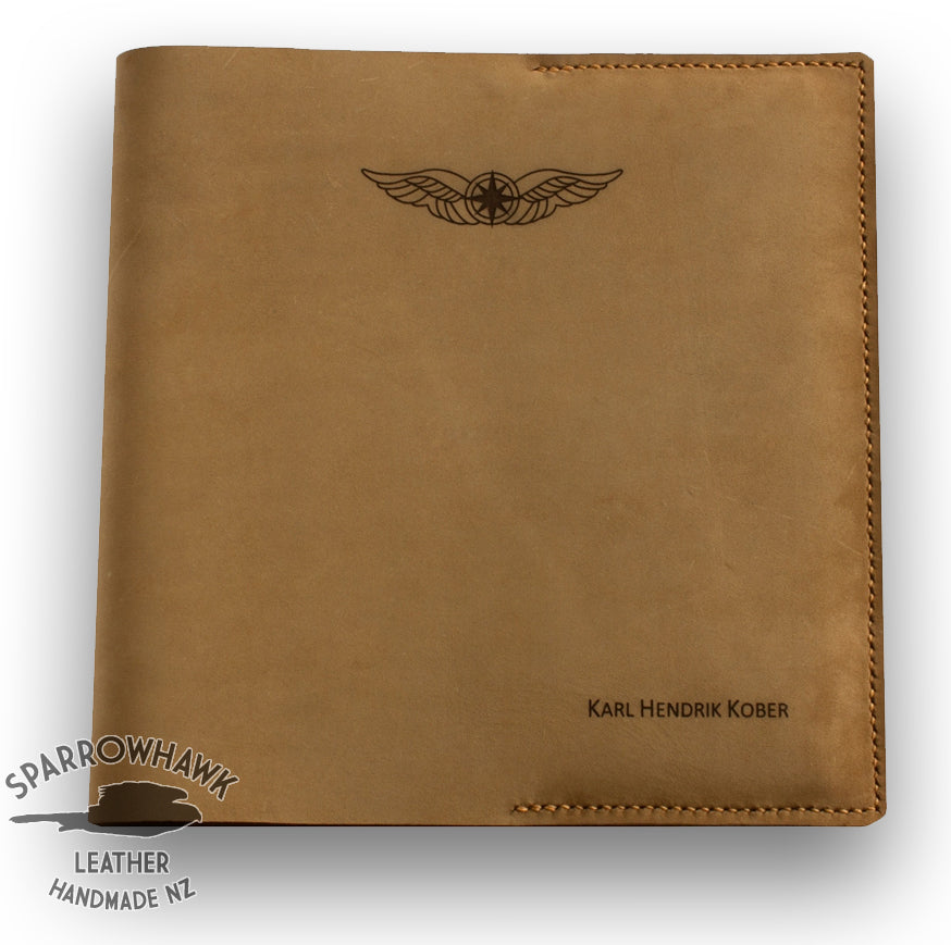 Sparrowhawk Pilot's Logbook Cover - Nubuck Leather - Laser Engraved-Sparrowhawk-Downunder Pilot Shop Australia