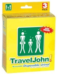TravelJohn ResealableDisposable Urinal 3 Pack-TravelJohn-Downunder Pilot Shop Australia