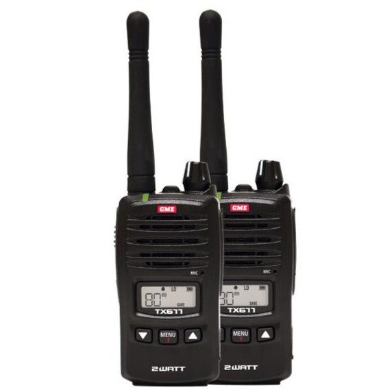 GME TX677 2 Watt UHF CB Handheld Radio, Twin Pack-GME-Downunder Pilot Shop Australia