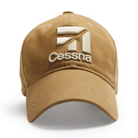 Red Canoe Cessna 3D Logo Cap - Tan-Red Canoe-Downunder Pilot Shop Australia