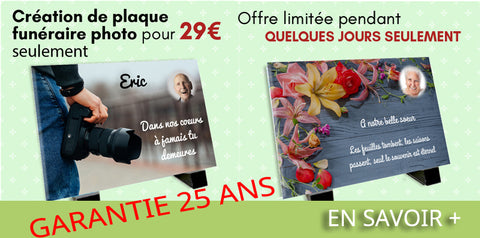 Plaques funéraires en Chromaflym au tarif de 29€