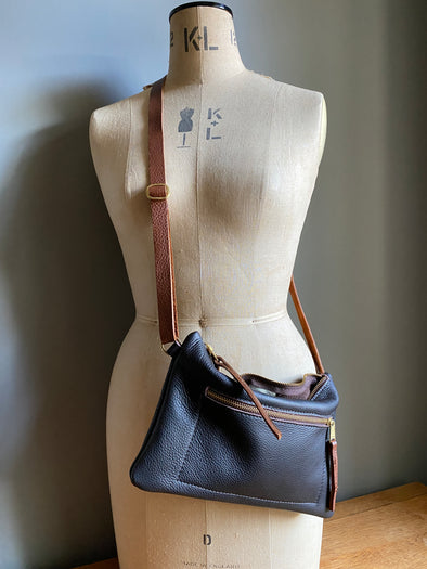 Farthing crossbody bag in dark brown brown leather bag Ginger