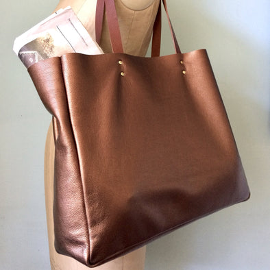 Large silver leather Hercules tote bag – Ginger and Brown