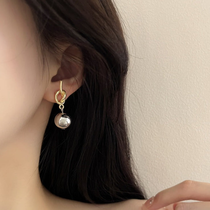 Gold&Silver Color Clashing Ball Earrings