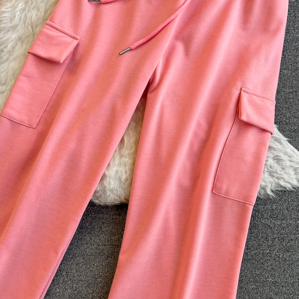 Drawstring Hoodie&Trousers Casual 2Pcs