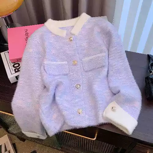  Sweetie Toro Purple Thickened Cardigan