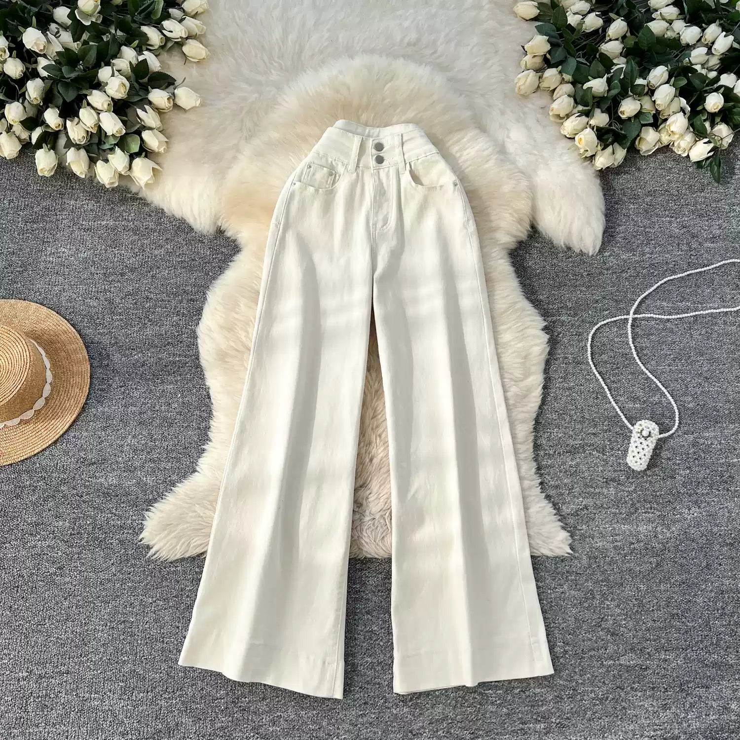 Korean Style High-waist Denim Trousers