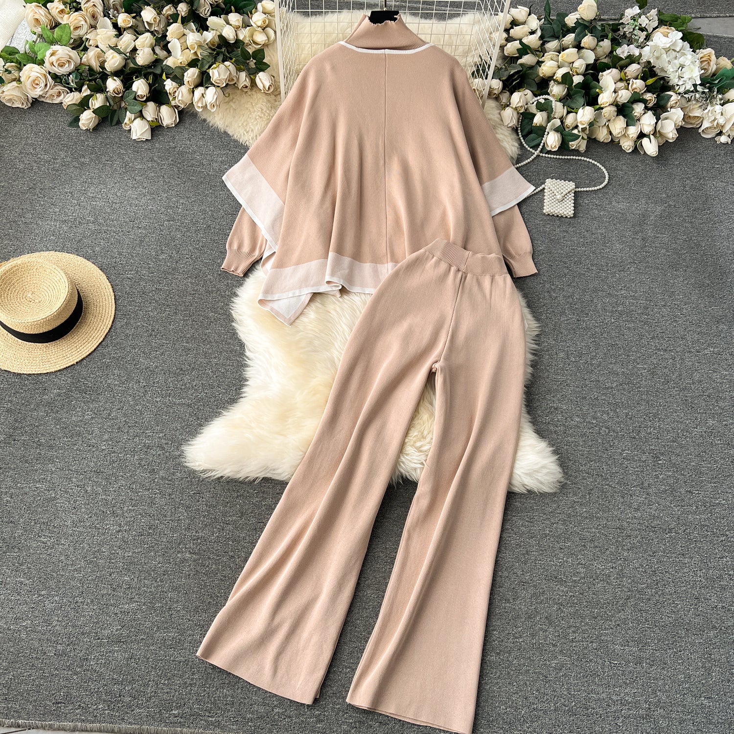 Shawl&Sweater&Trousers Casual 3Pcs