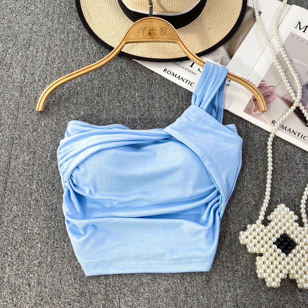 Niche Solid Color Knotted Short Top