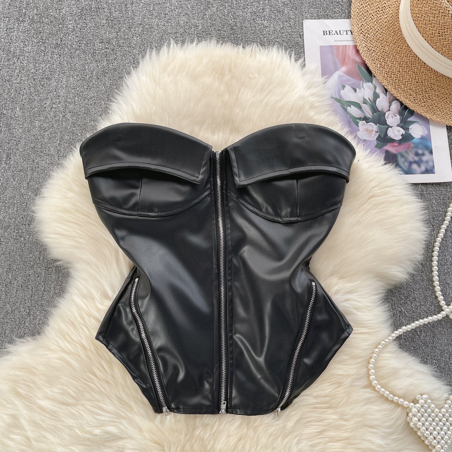 Niche Zipped Strapless Camisole Top