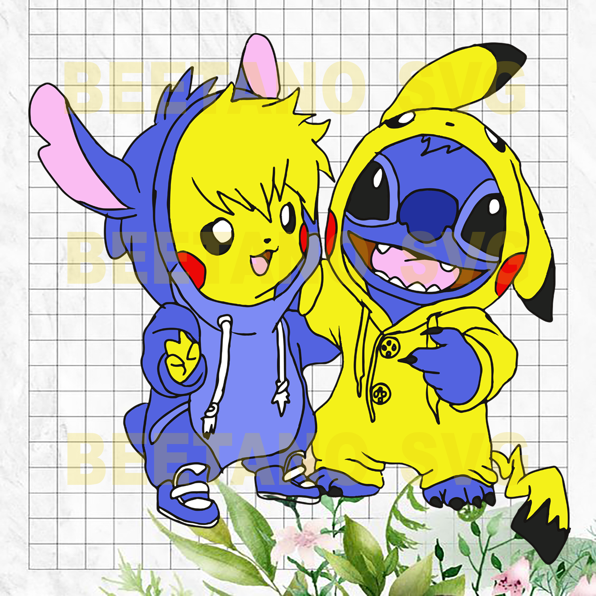 Download Pika Lilo Stitch Friend Svg, Pikachu And Lilo Stitch ...