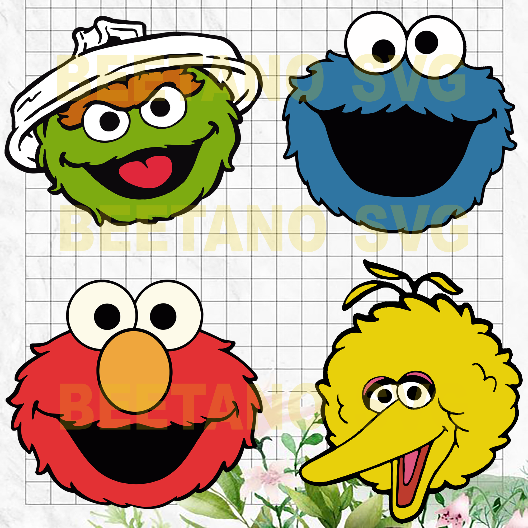 Sesame Street character Cutting Files For Cricut, SVG, DXF, EPS, PNG I