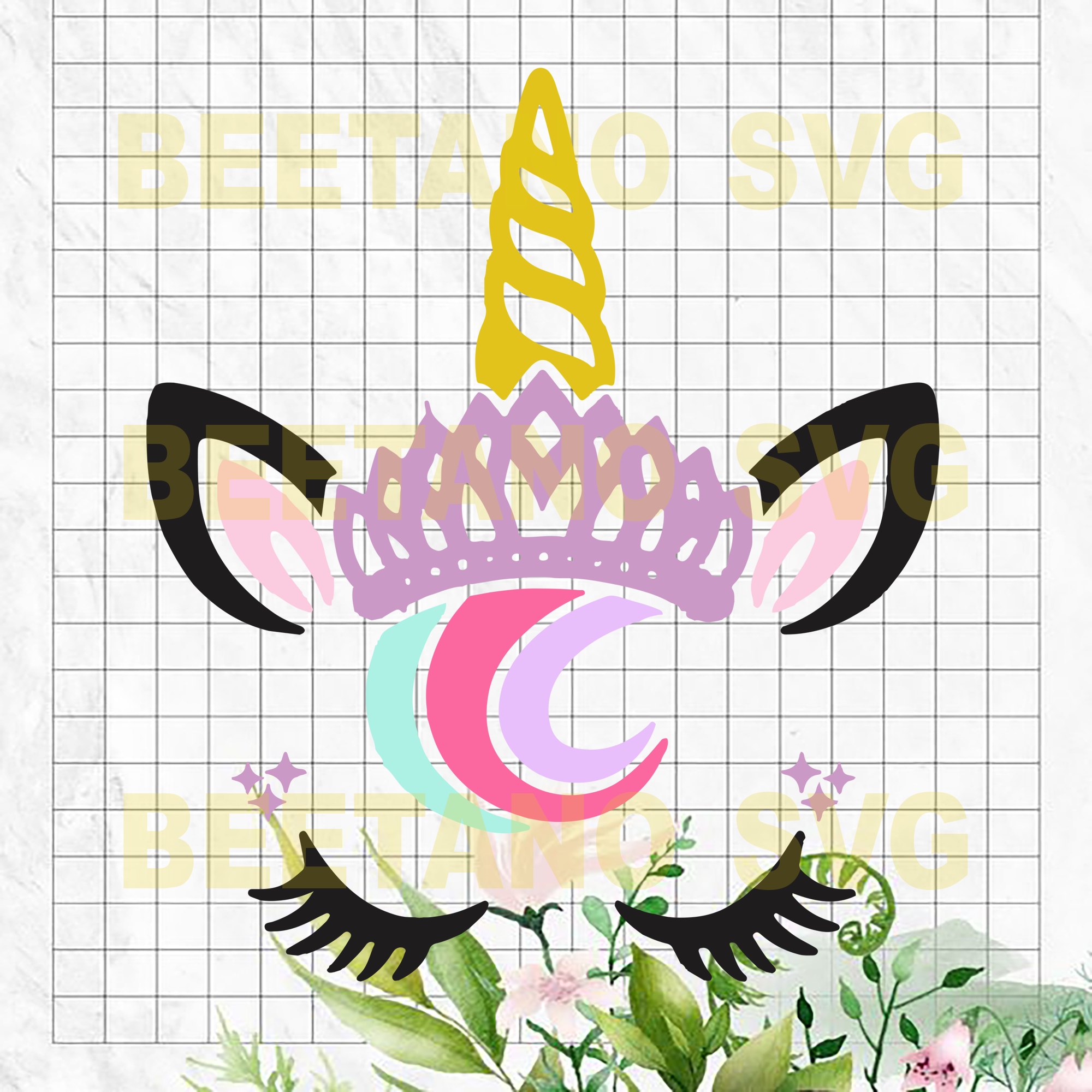 Princess Unicorn Cutting Files For Cricut Svg Dxf Eps Png Instant Beetanosvg Scalable Vector Graphics