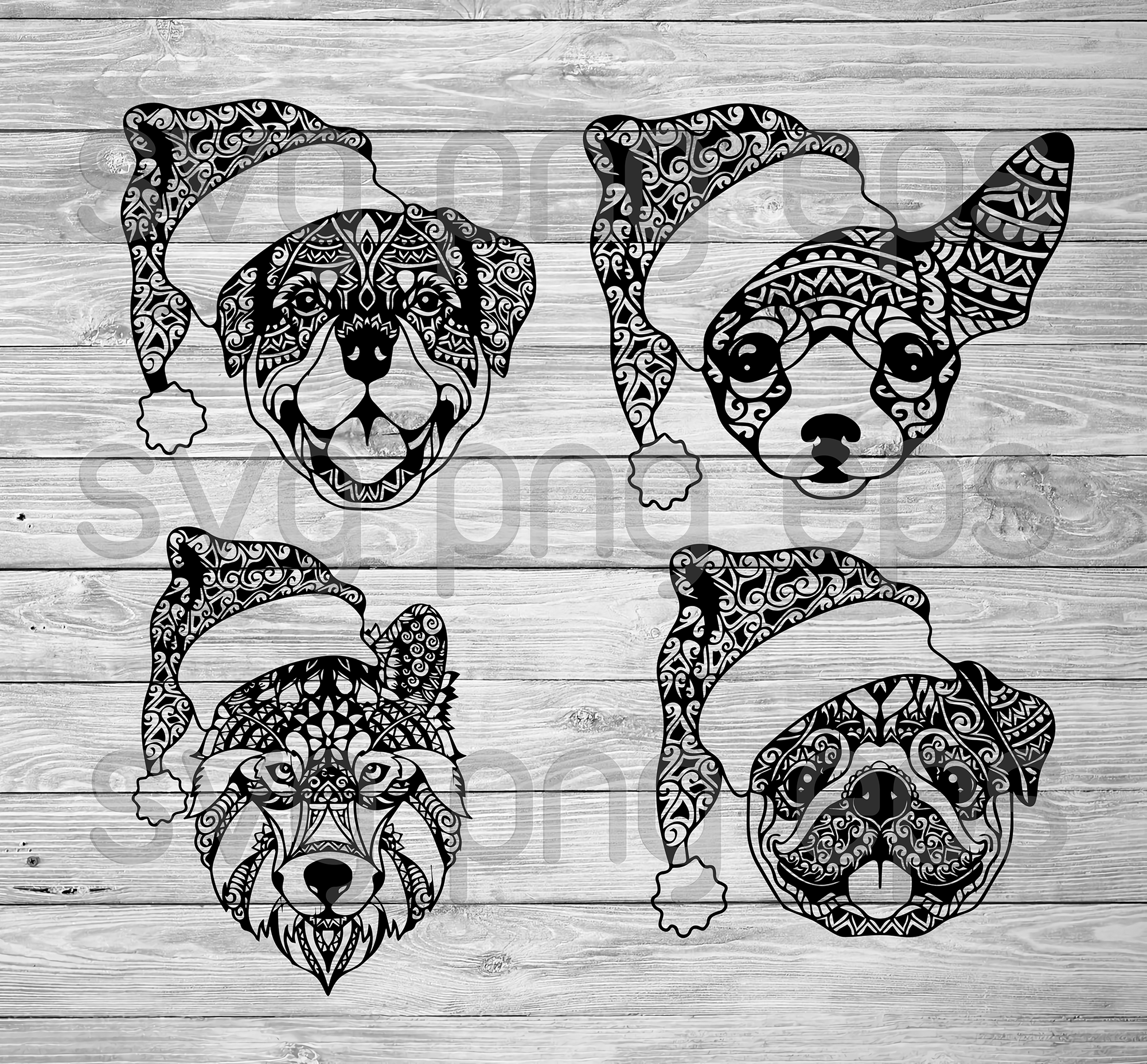 Download Mandala Christmas Dog Svg Funny Santa Dog Files For Cricut Svg Dxf Beetanosvg Scalable Vector Graphics