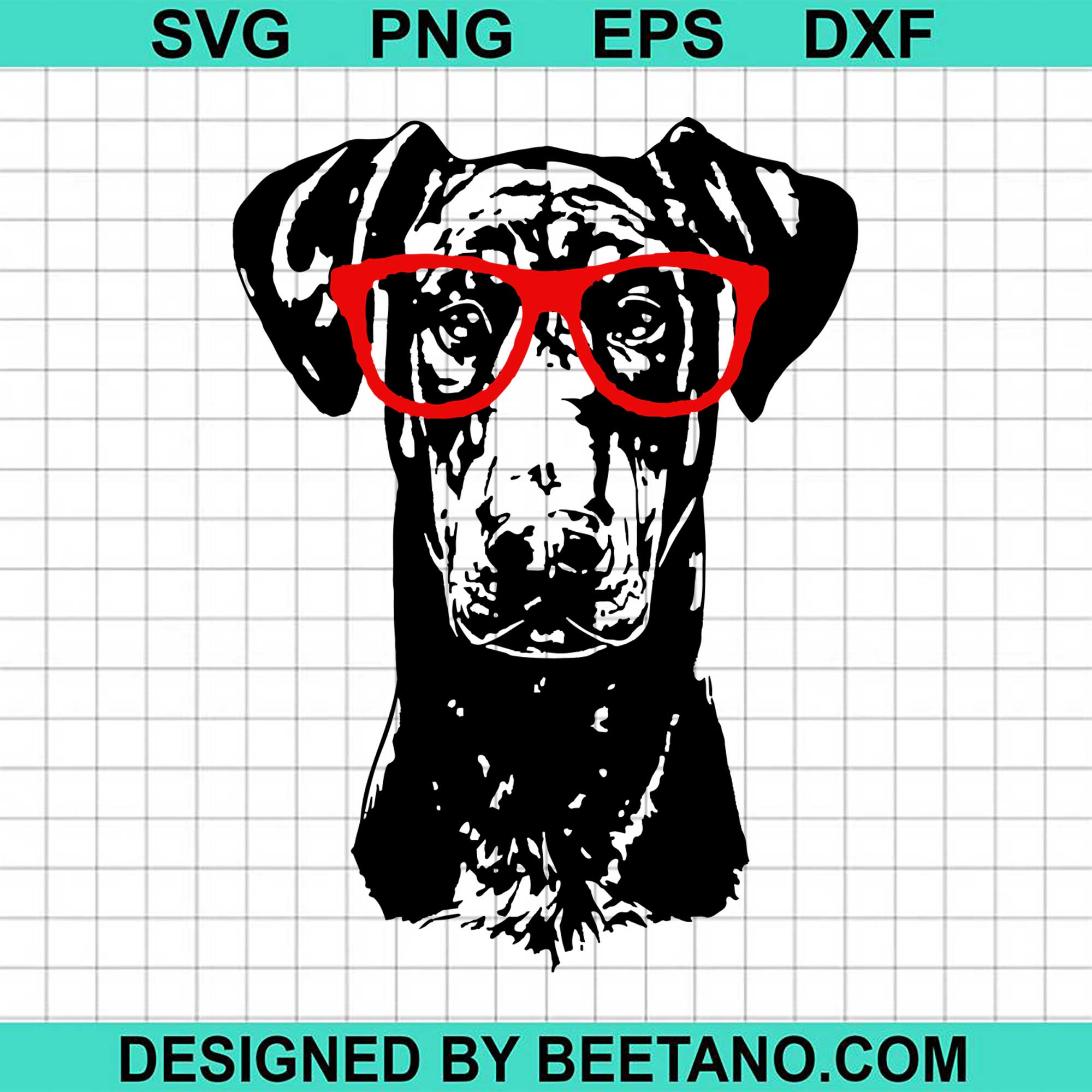 Download Doberman Pinscher In Red Glasses Nerd Dog Svg Cut File For Cricut Silh Beetanosvg Scalable Vector Graphics