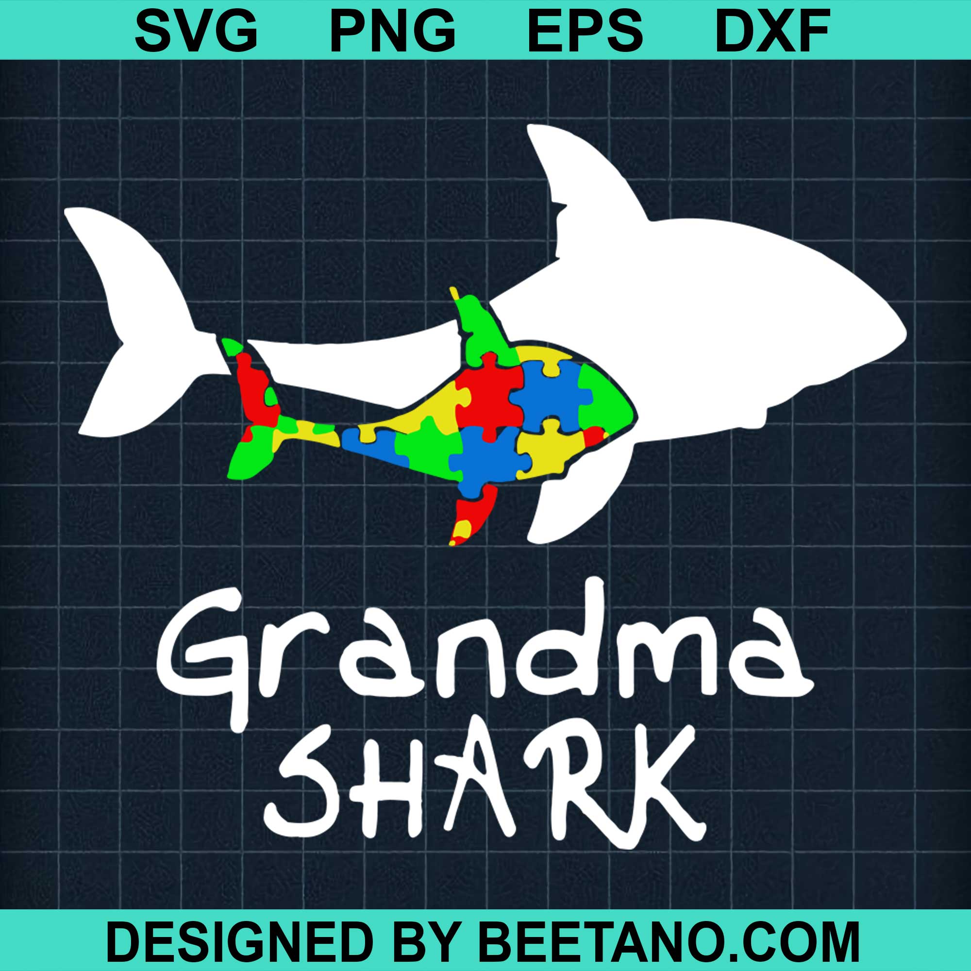 Grandma Shark Autism Awareness Svg Cut File For Cricut Silhouette Mach Beetanosvg Scalable Vector Graphics