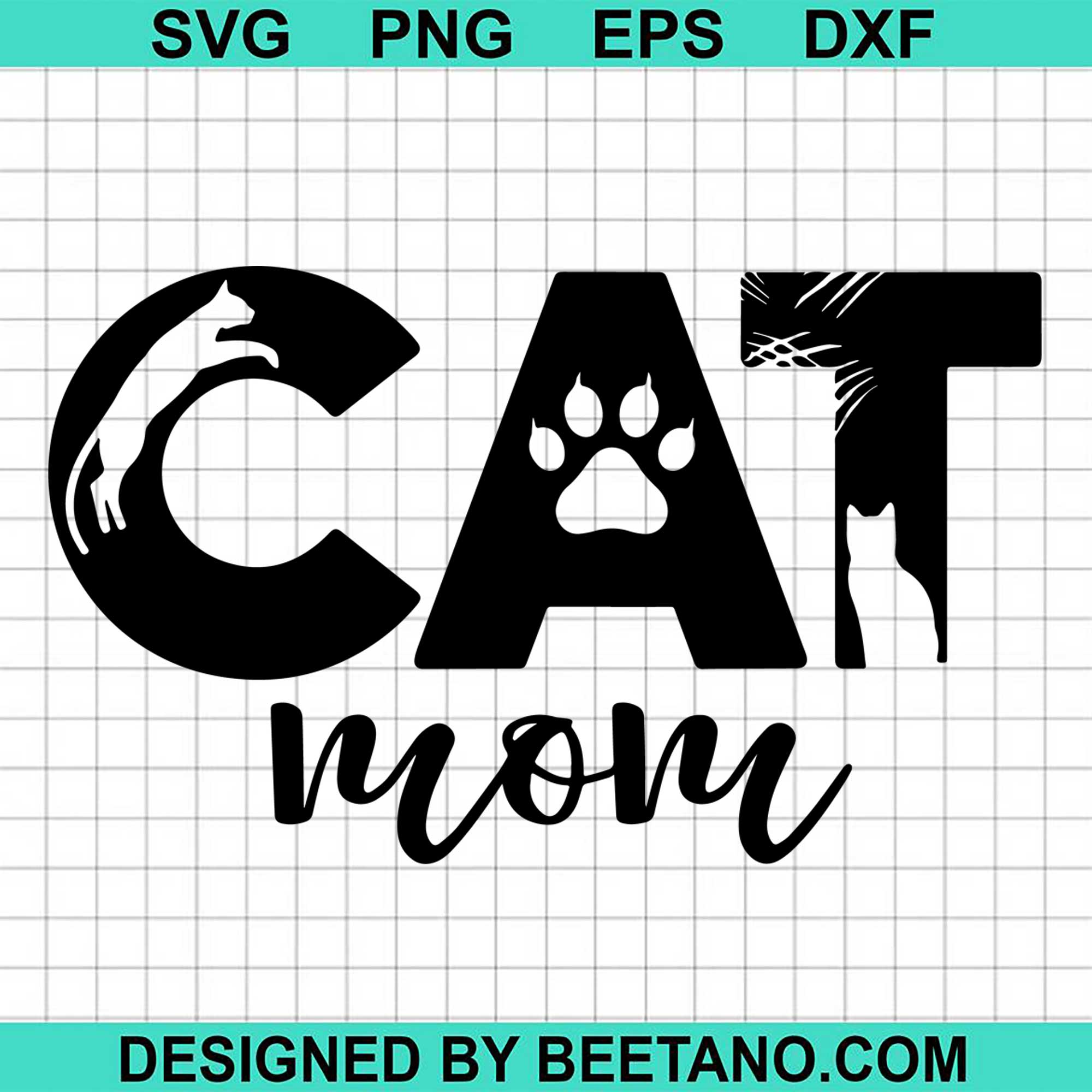 Download Happy Mothers Day Cat Paws Mom Svg Cut File For Cricut Silhouette Mach
