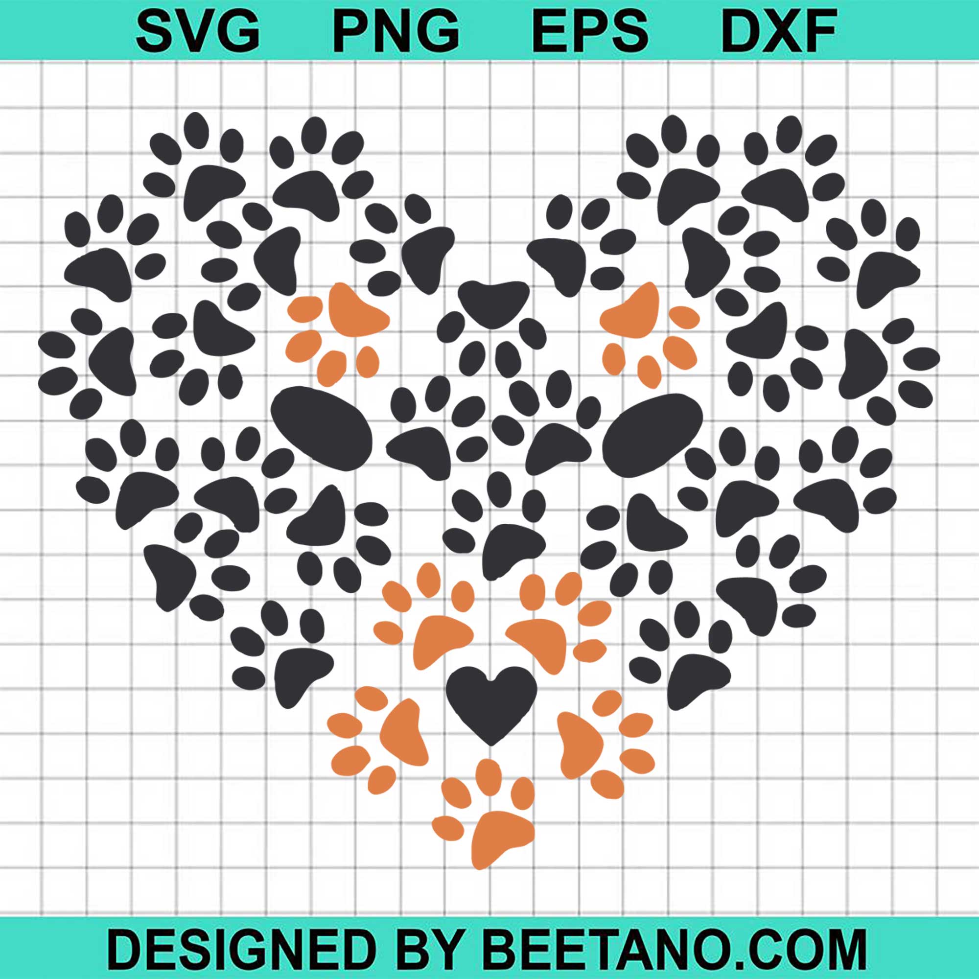 Download Heart Shape Paw Print Black And Brown Dog Valentines Day Svg Cut File Beetanosvg Scalable Vector Graphics