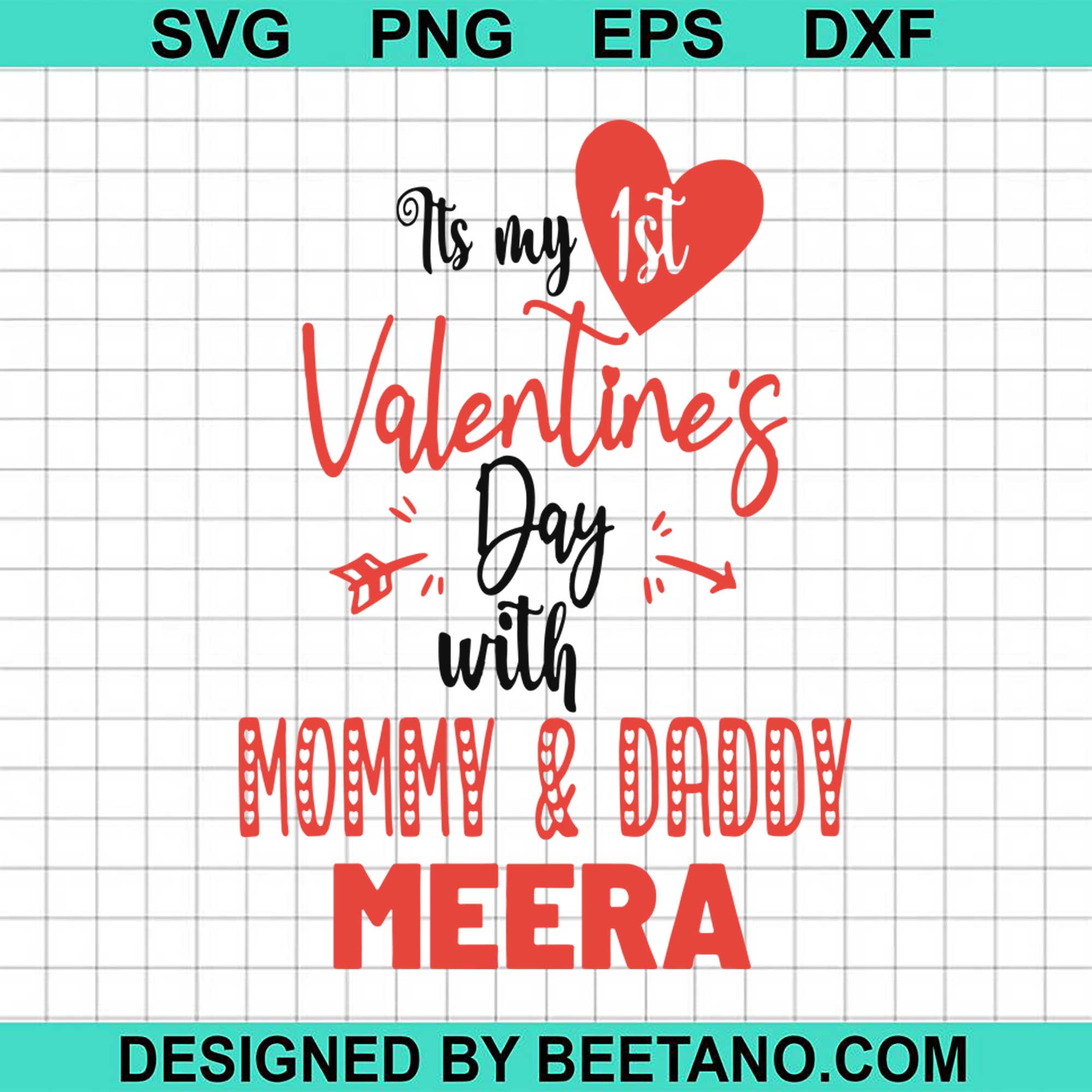 Is My 1st Valentines Day With Mommy Daddy Baby Romper Svg Cut File For Beetanosvg Scalable Vector Graphics