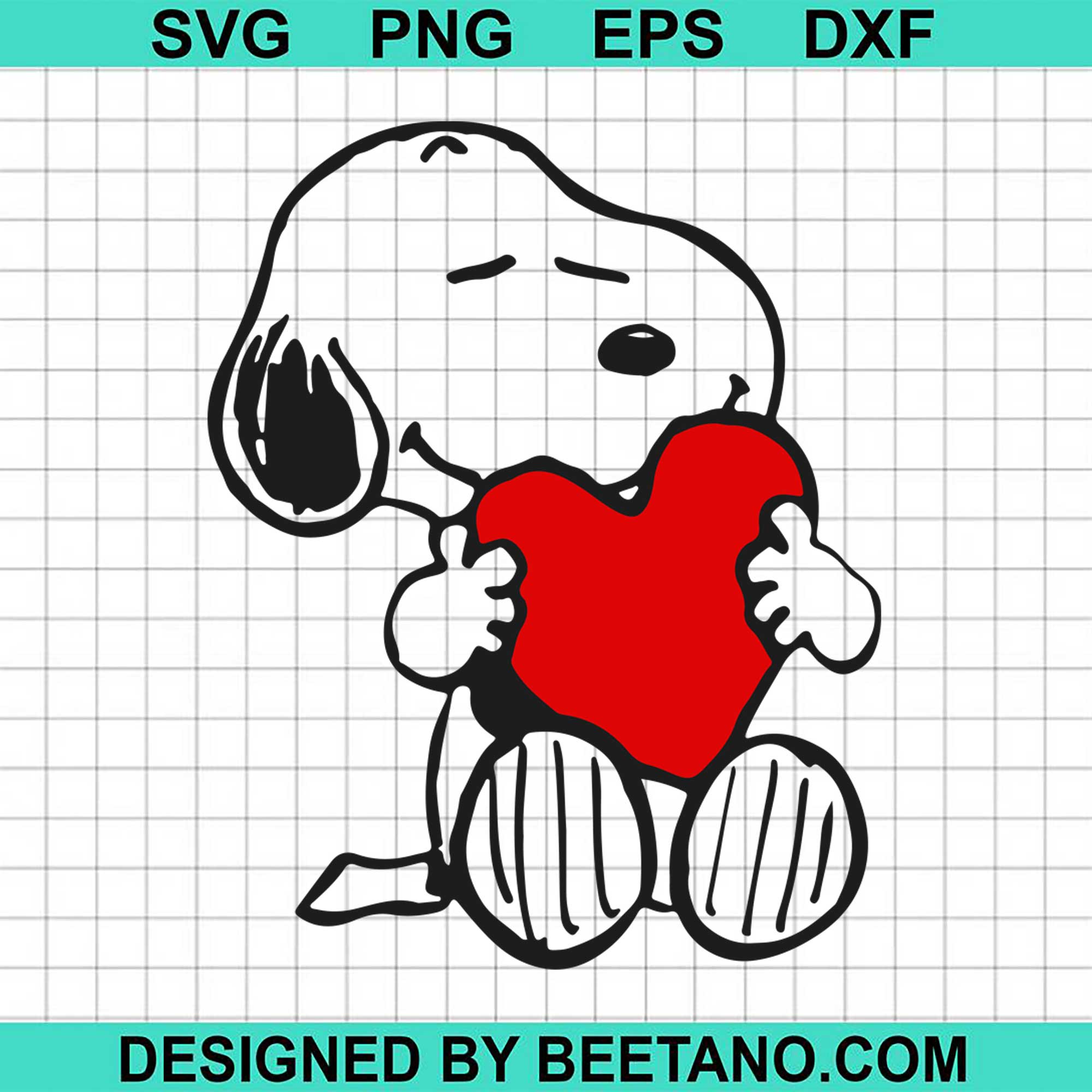 Snoopy Hug Heart Valentine Day Svg Cut File For Cricut Silhouette Mach Beetanosvg Scalable Vector Graphics