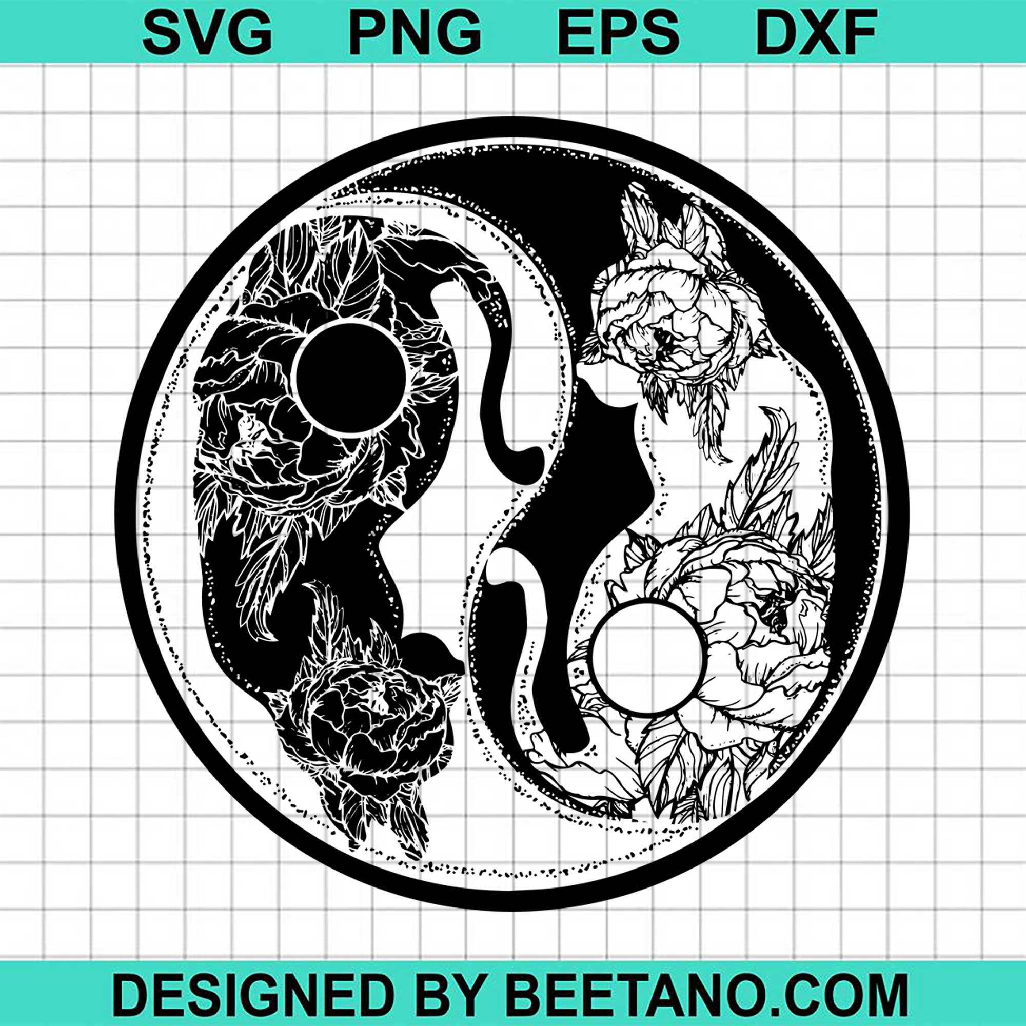 Download Ying Yang Mandala Cat 2020 Svg Cut File For Cricut Silhouette Machine Beetanosvg Scalable Vector Graphics