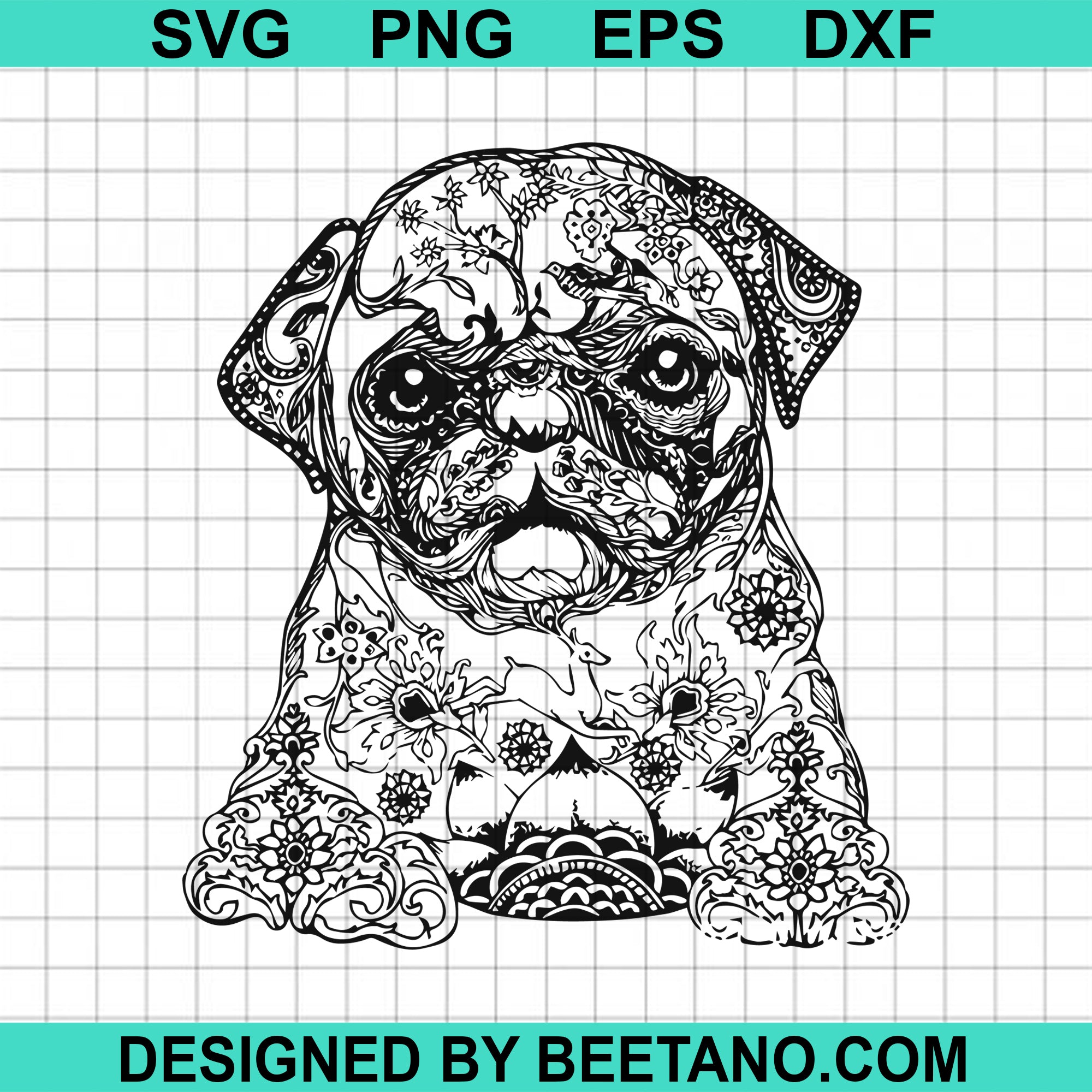 Download Mandala Pug Svg Cut Files For Silhouette Studio And Handmade Craft Beetanosvg Scalable Vector Graphics
