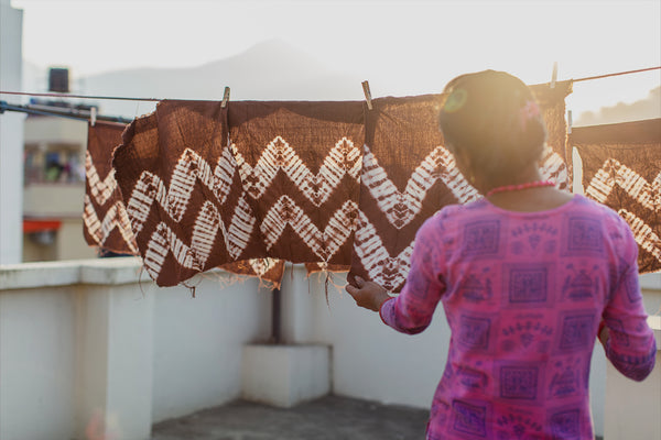 Hand-printed pillow covers made by hand in Nepal