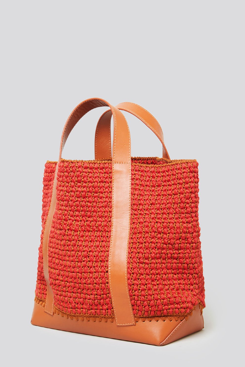 crochet leather bag