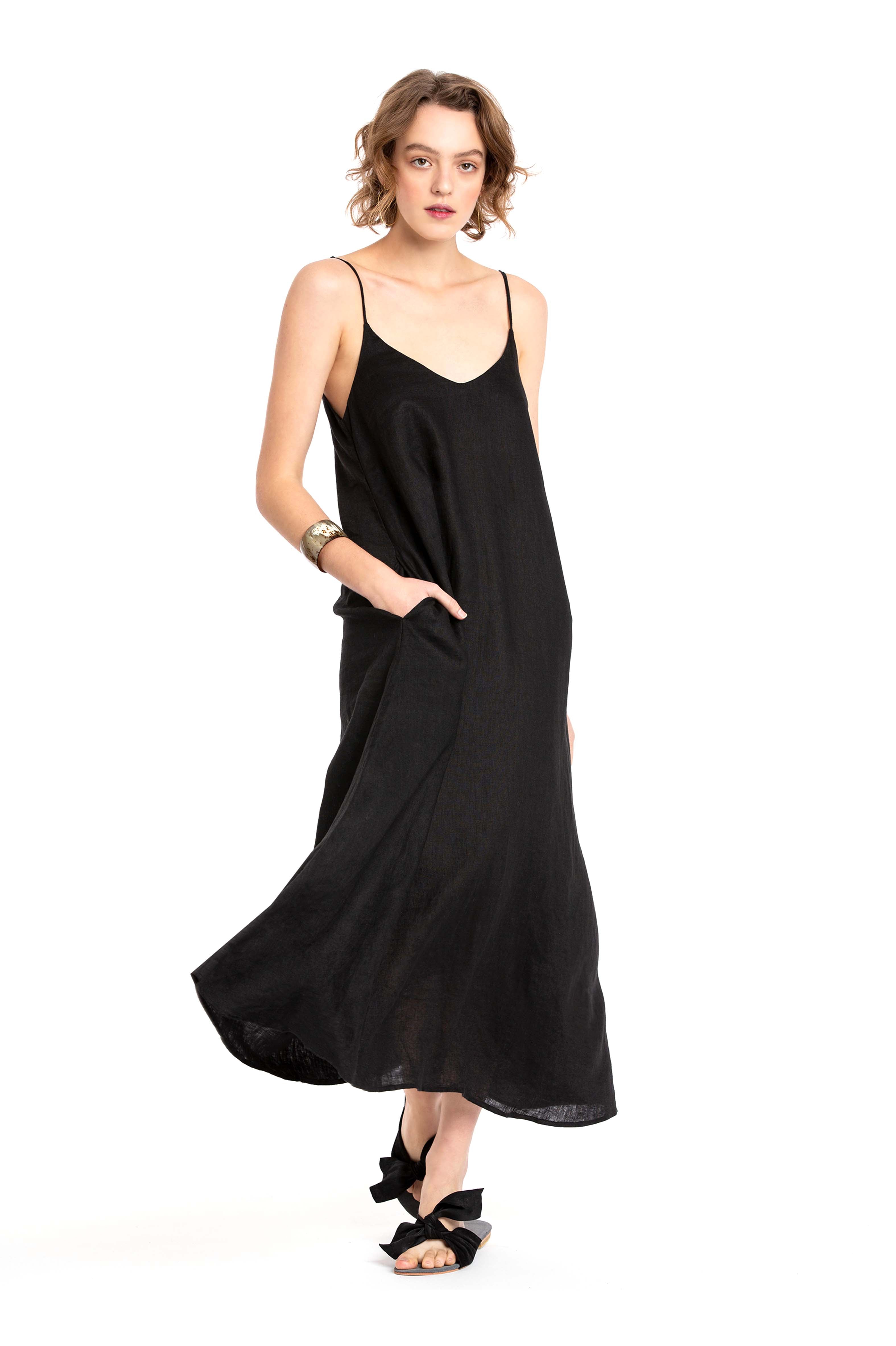 black strappy evening dress