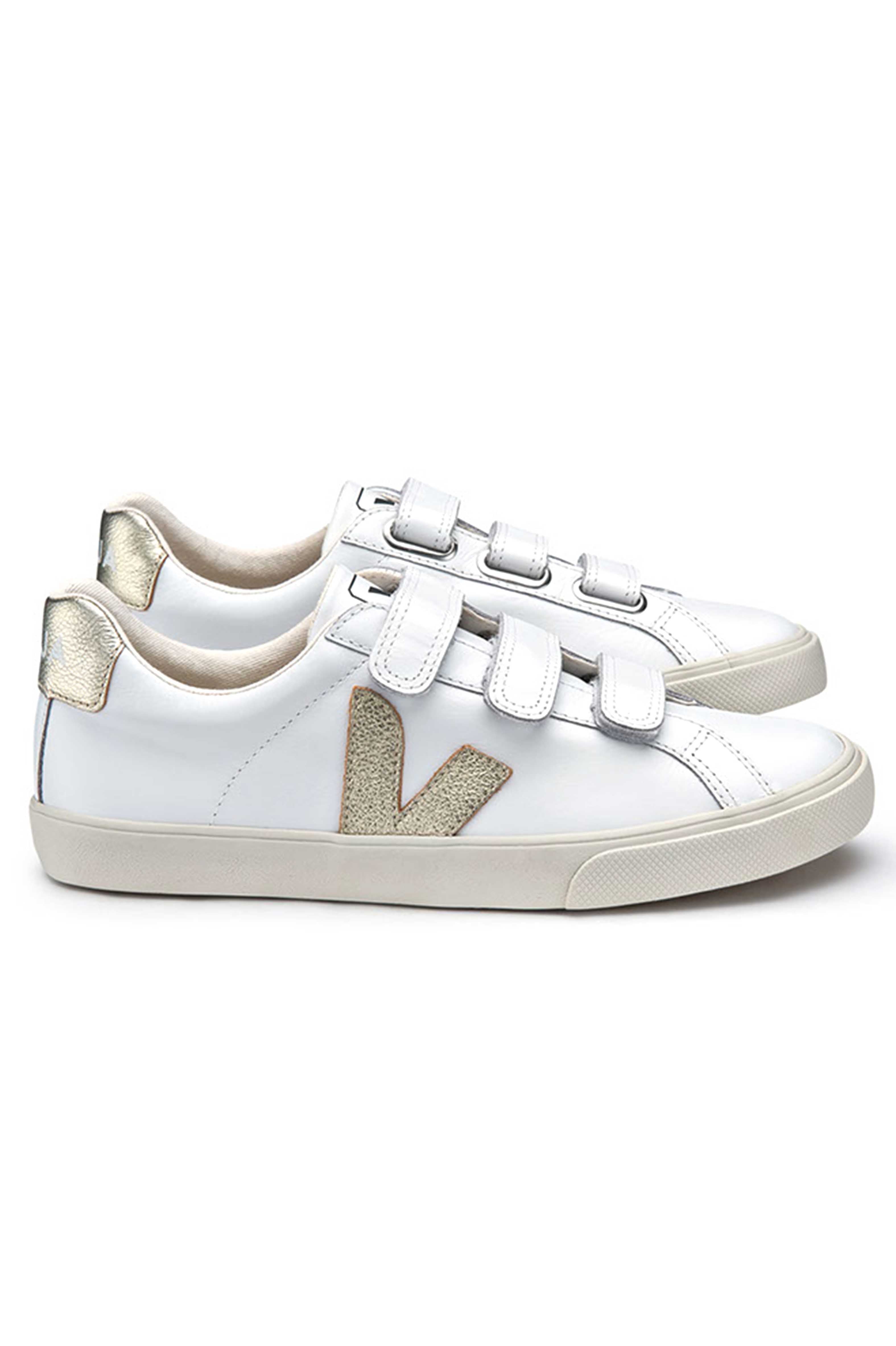 veja white and gold trainers